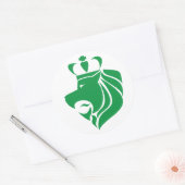Sticker Rond Rasta Reggae Crowned Lion Green (Enveloppe)