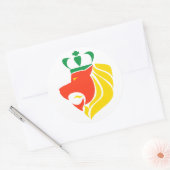 Sticker Rond Rasta Reggae Lion Couronné (Enveloppe)