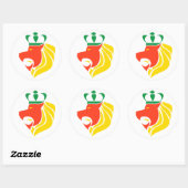 Sticker Rond Rasta Reggae Lion Couronné (Feuille)