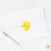 Sticker Rond Rasta Reggae Lion Jaune Couronné (Enveloppe)