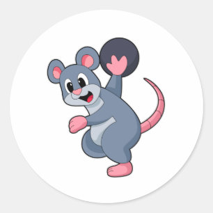 Sticker Rond Rat à Bowling avec Bowling boule