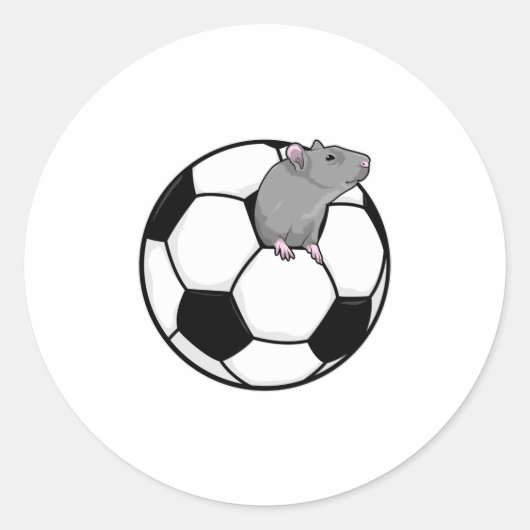 Sticker Rond Rat avec balle de football (Devant)