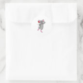 Sticker Rond Rat avec fleur Rose (Sac)