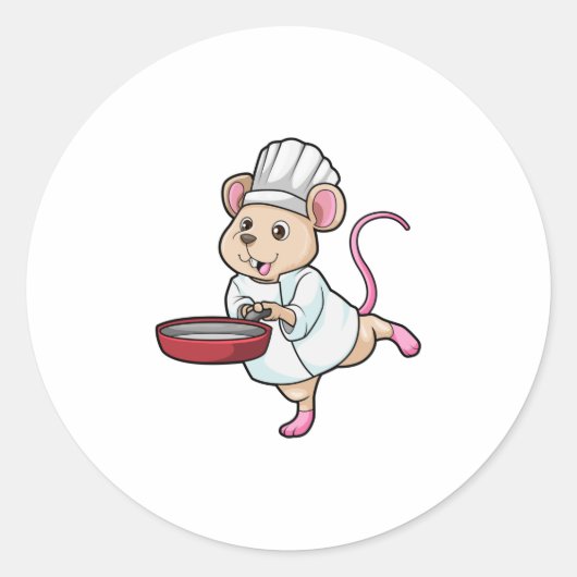 Sticker Rond Rat comme Cuire avec Pan & Cuisine casquette (Devant)