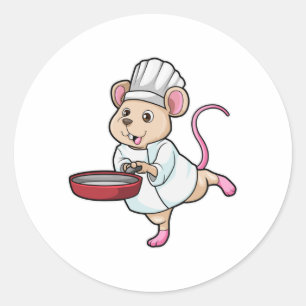 Sticker Rond Rat comme Cuire avec Pan & Cuisine casquette
