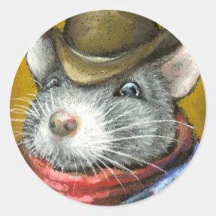 Sticker Rond rat cowboy