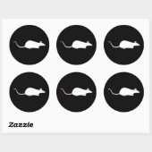 Sticker Rond Rat d'animal de compagnie blanc albinos. (Feuille)