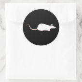 Sticker Rond Rat d'animal de compagnie blanc albinos. (Sac)