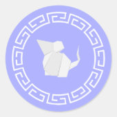 Sticker Rond Rat d'origami chinois (Devant)
