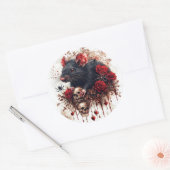Sticker Rond Rat gothique avec Rose (Enveloppe)