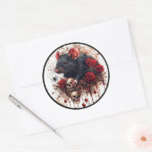 Sticker Rond Rat gothique avec Rose et noir (Enveloppe)
