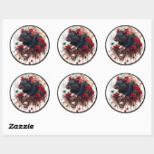 Sticker Rond Rat gothique avec Rose et noir (Feuille)