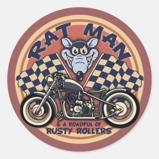 Sticker Rond Rat Man Roadful (Devant)