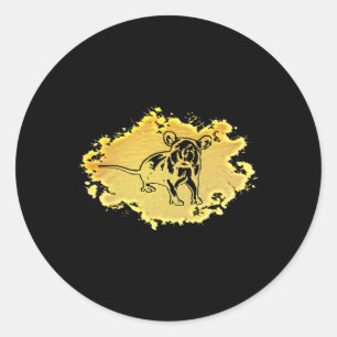 Sticker Rond Rat Motif Rodent Cute Rat À La Main Fromage Anima