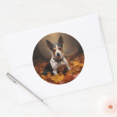 Sticker Rond Rat Terrier à l'automne Feuilles automne Inspire (Enveloppe)