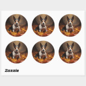 Sticker Rond Rat Terrier à l'automne Feuilles automne Inspire (Feuille)