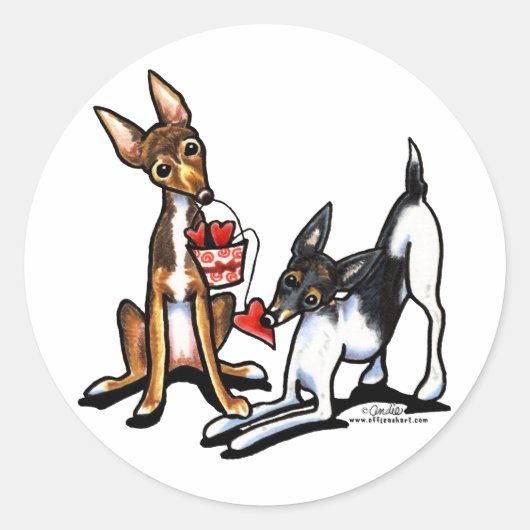 Sticker Rond Rat Terrier Chérie Valentines (Devant)