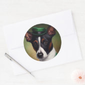 Sticker Rond Rat Terrier Chien en robe de fête St. Patrick (Enveloppe)