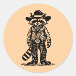 Sticker Rond raton cow-boy