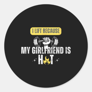 Sticker Rond Raton de gym de fitness drôle Je soulève parce que
