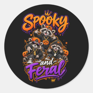 Sticker Rond Raton laveur d'Halloween, Favor de hip-hop sauvage