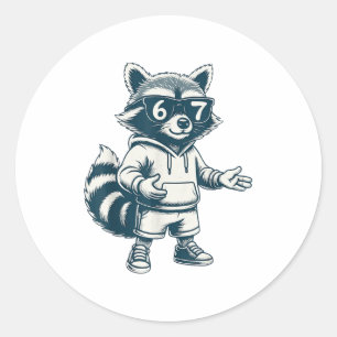 Sticker Rond Raton laveur drôle 67 Meme Six Sept