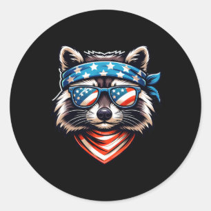 Sticker Rond Raton laveur patriotique 4 juillet Drapeau américa
