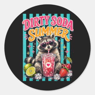 Sticker Rond Raton laveur Rétro Été Soda Sale