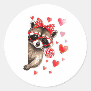 Sticker Rond Raton laveur sauvage drôle pour la Saint-Valentin