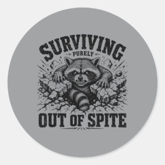Sticker Rond Raton laveur survivant uniquement par dépit Sarcas