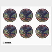 Sticker Rond Raven Moonlight sorcières Halloween Nuit (Feuille)
