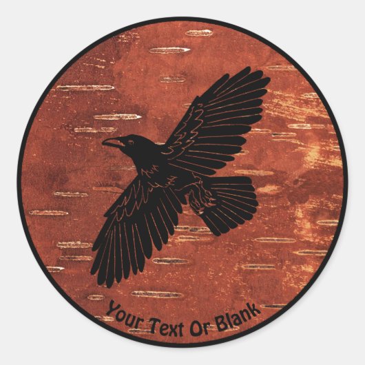 Sticker Rond Raven On Inner Birch Bark (Devant)