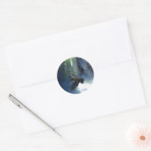 Sticker Rond RAVEN & WATER FALL Nature Cadeaux (Enveloppe)