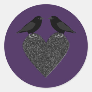 Sticker Rond Ravens gothiques et Coeur noir