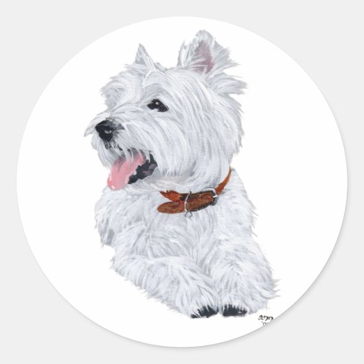 Sticker Rond Ravi West Highland White Terrier (Devant)
