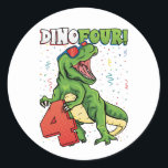 Sticker Rond Rawr Je suis un Dinofour 4e anniversaire Dinosaur<br><div class="desc">Rawr I'm a Dinofour T Rex Dinosaur 4th Birthday Party Boys design Cadeau Classic Round Sticker Classic Collection.</div>