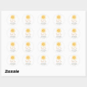 Sticker Rond Ray Of Sunshine Baby shower Merci (Feuille)