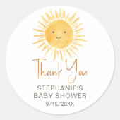 Sticker Rond Ray Of Sunshine Baby shower Merci (Devant)