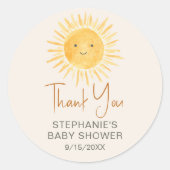 Sticker Rond Ray Of Sunshine Baby shower Merci (Devant)