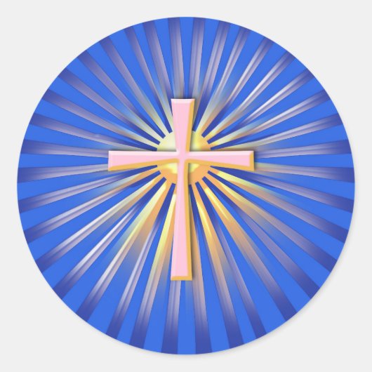 Sticker Rond Rayons de lumière de la Croix Religieuse (Sur le b (Devant)