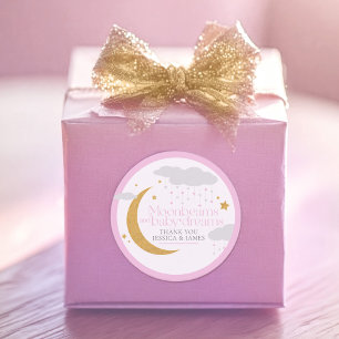 Sticker Rond Rayons de lune et rêves de bébé Cadeau de baby sho