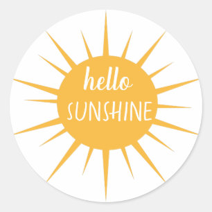 Sticker Rond Rayons de soleil jaune doré Bonjour soleil