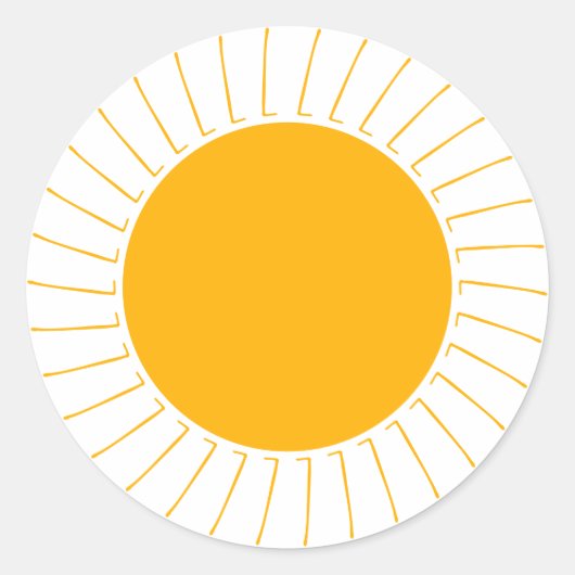 Sticker Rond Rayons de soleil jaune mignon soleil brillent les (Devant)