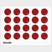 Sticker Rond rayons rouges noirs (Feuille)