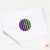 Sticker Rond Rayure Halloween Vert Violet & Noir (Enveloppe)