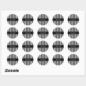 Sticker Rond Rayure noire blanche noire Monogramme nom (Feuille)