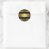 Sticker Rond Rayure noire et or (Sac)