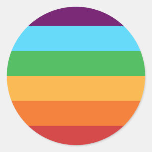 Sticker Rond Rayures Arc-en-ciel Fête d'anniversaire Joyeuse et