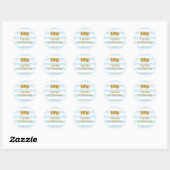 Sticker Rond Rayures Bleues et Blanches Or Premier 1er Annivers (Feuille)