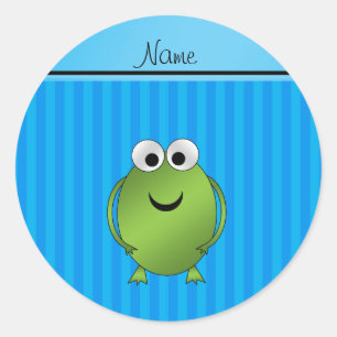 Sticker Rond Rayures bleues nommées personnalisées de ciel de